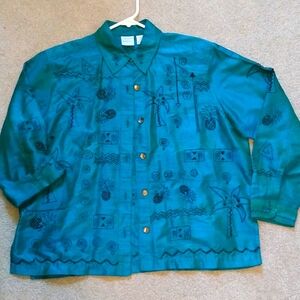 Bleu Bayou Torquoise 100% Silk Jacket